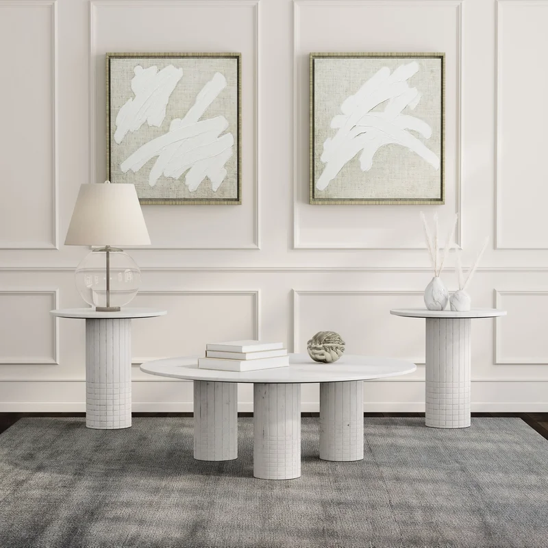 Astoria Round Genuine Marble Coffee Table White