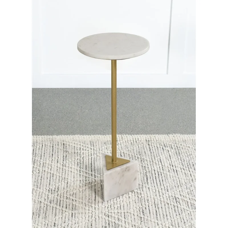 Fulcher Round Metal Side Table White And Gold