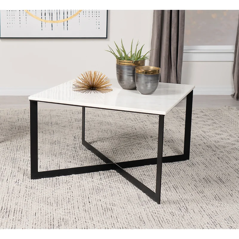 Tobin Square Marble Top Coffee Table White And Black