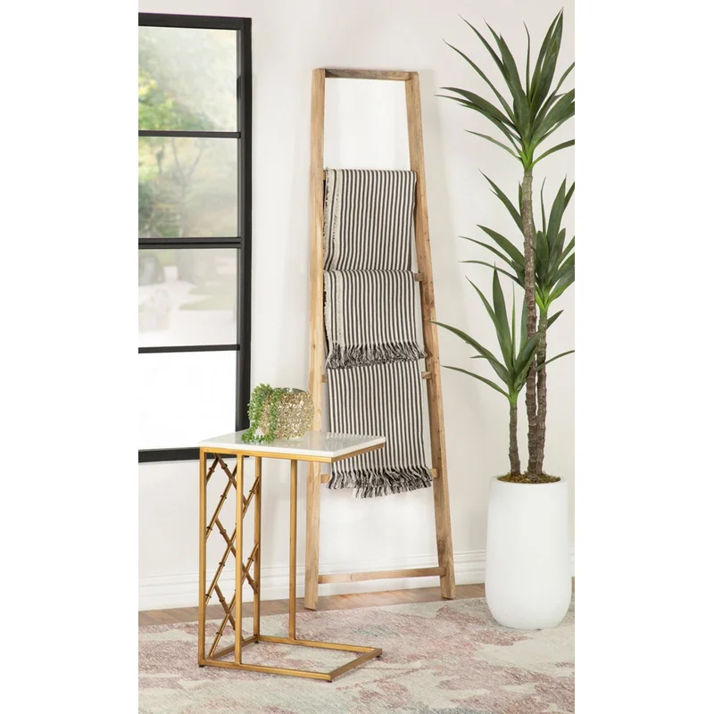 Accent Table with Marble Top Gold