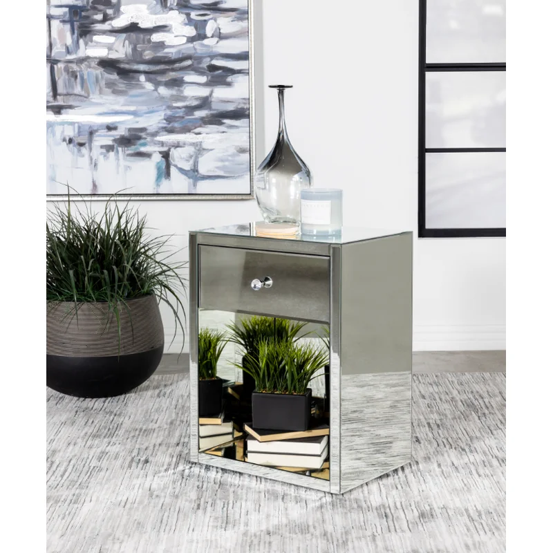 Coquette 1-Drawer Rectangular Accent Table Mirror