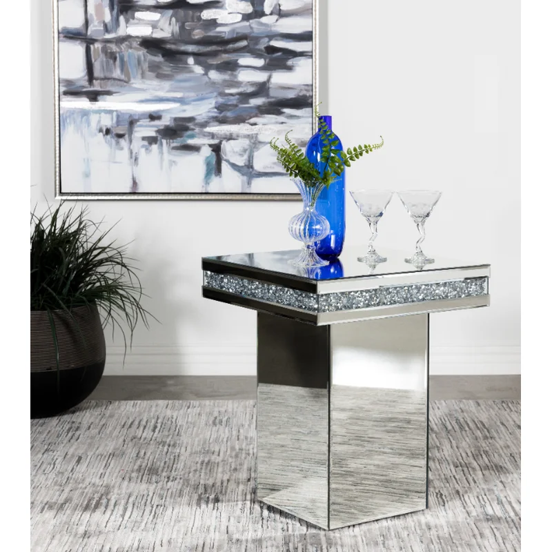Elora Pedestal Square Top Accent Table Mirror