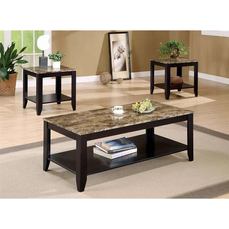 Flores 3 Piece Faux Marble Top Accent Set