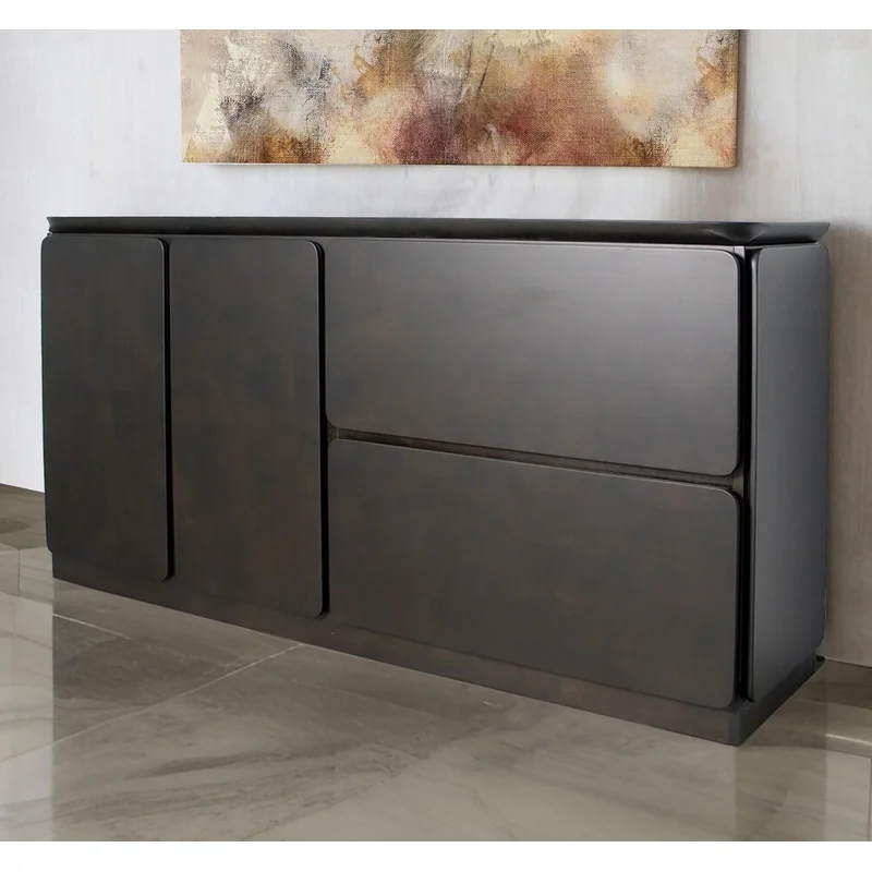 Madeira Collection 2-Door Solid Wood Dining Sideboard Black