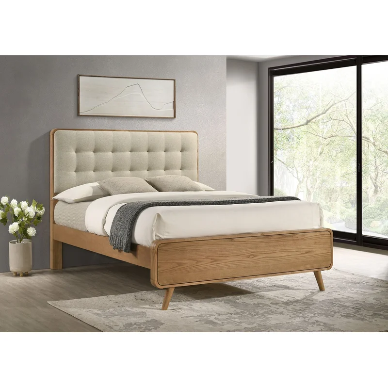 Robyn Wood Eastern King Platform Bed Light Ash COOL BEIGE