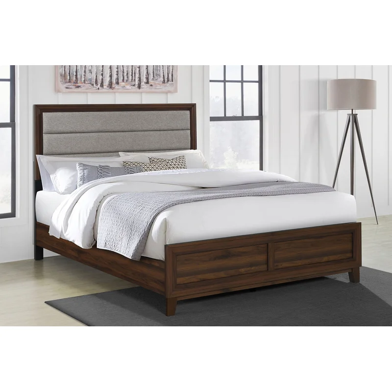 Welsley 50-inch Upholstered Queen Bed Walnut TAUPE