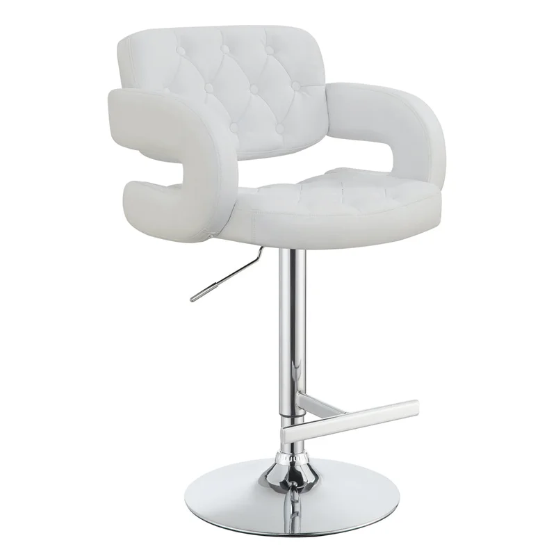 29" Adjustable Height Bar Stool in Tufted Leatherette with Chrome Base