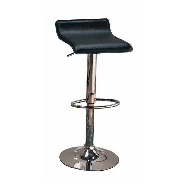 29" Upholstered Backless Adjustable Bar Stools Black And Chrome (Set Of 2)
