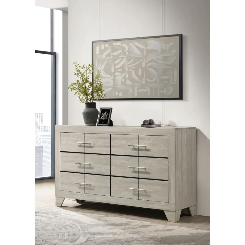 Trenton 6-Drawer Dresser Rustic Cream