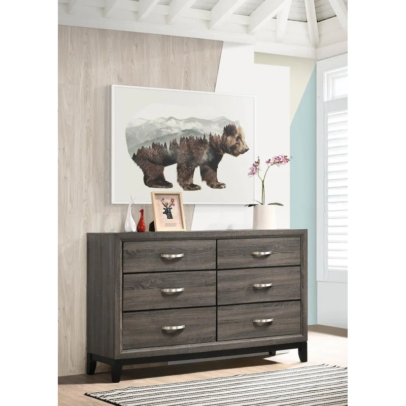 Watson 6-drawer Dresser Grey Oak