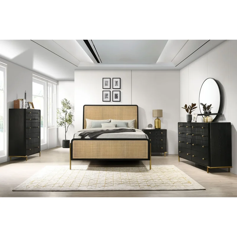Arini 4-piece Eastern King Bedroom Set Black and Natural