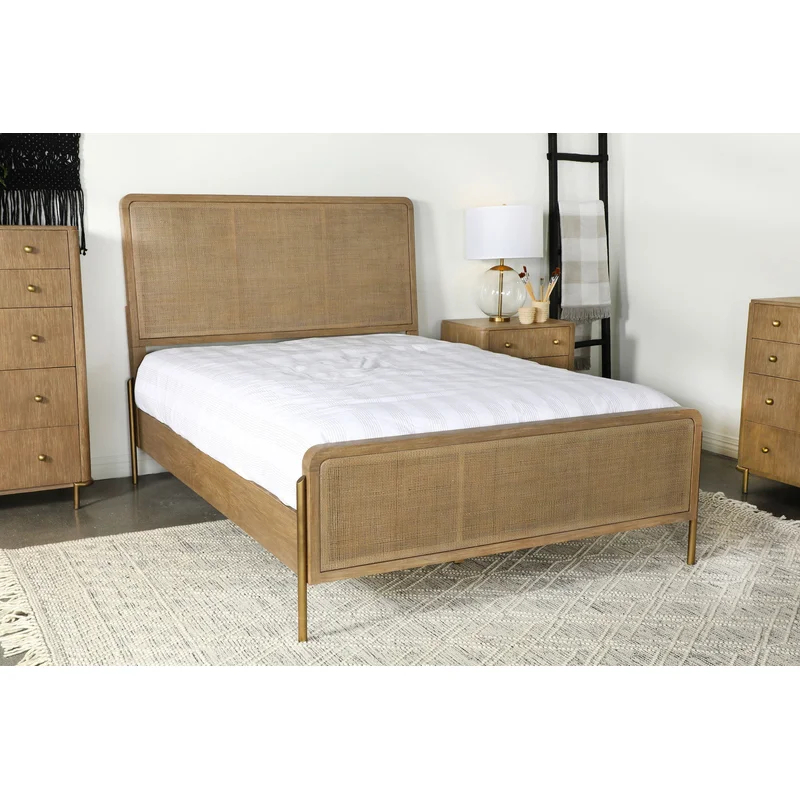 Arini Rattan Eastern King Panel Bed Sand Wash and Natural