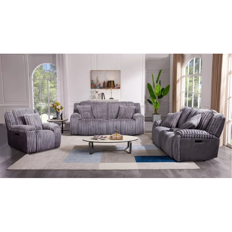 Presley Ultra Soft Minky Power Sofa - Charcoal