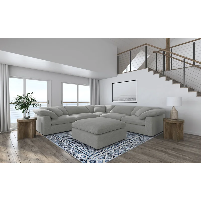 Raleigh 6-Piece Boucle Upholstered Modular Sectional Gray