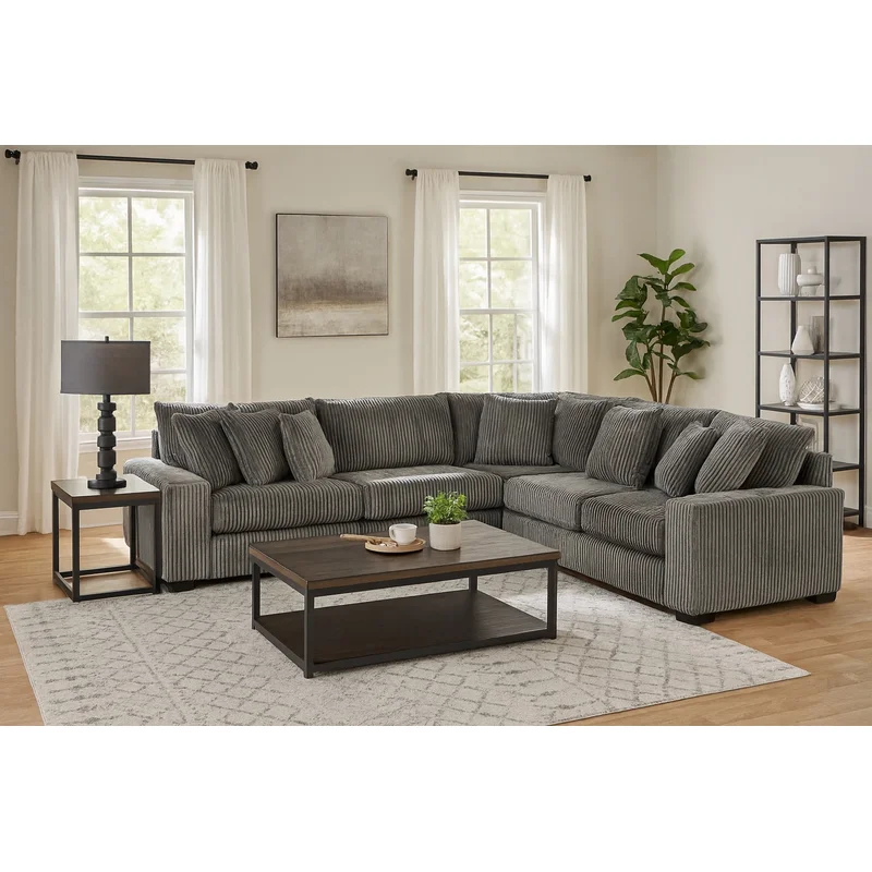1300 Charcoal 5-Piece Modular L-Shaped Sectional Delta Furniture