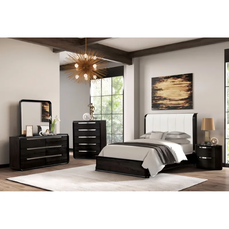 Osterley Modern 4-Piece King Bedroom Set - Black & Cream