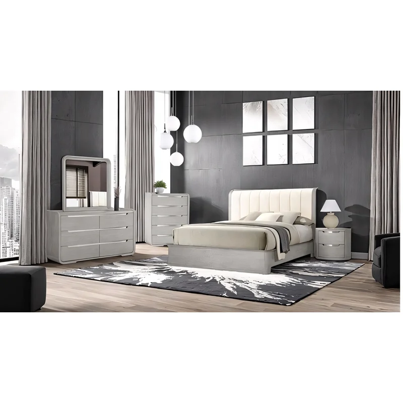 Osterley Modern 4-Piece King Bedroom Set - Light Gray