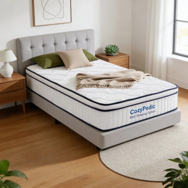 10 Inch Full Size Medium Firm Mattress Memory Foam with Pocket Springs for Back Pain Relief & Pressure Relief Cooling Antibacterial Cover CertiPUR-US Certified White(53.94'x 74.8'x 9.84')