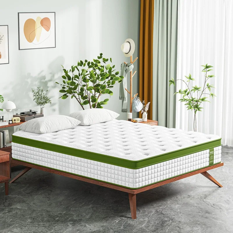 12' Queen Hybrid Mattress with Gel Memory Foam & Pocket Springs - Green