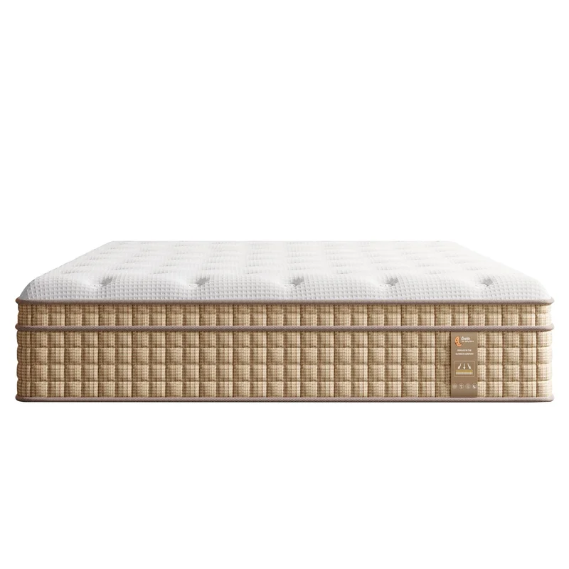 14' Queen Hybrid Mattress with Innersprings & Gel Memory Foam - Beige+white