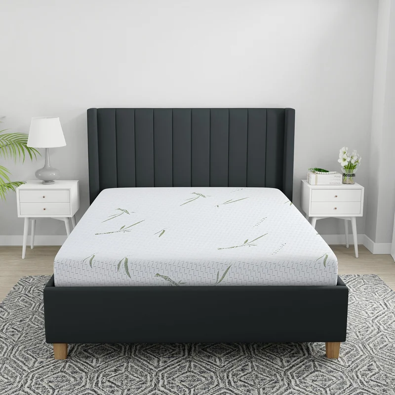 8-Inch Dual Layer Memory Foam Mattress with Bamboo Infused Cover - Queen - White