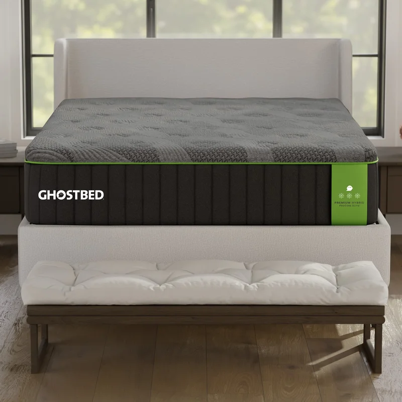 Ghostbed Premium 14' Queen Hybrid Mattress with Cooling Foam and Zoned Support in Grey