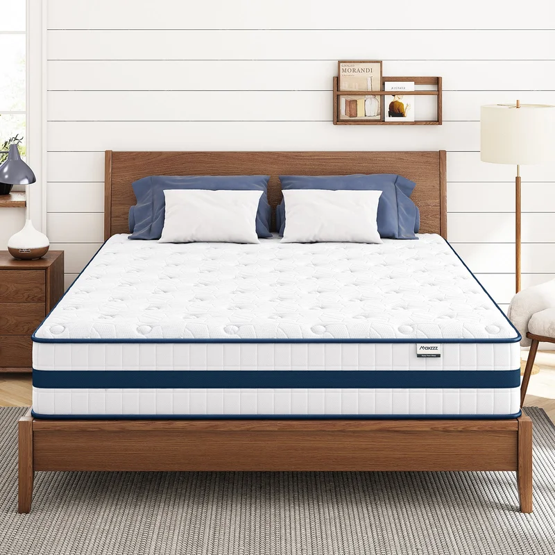 Queen Size Mattress - White+blue