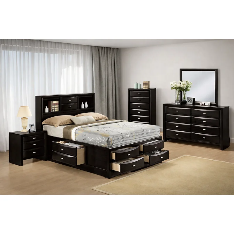 Zosimo Transitional 10-Drawer Queen Storage Bed - Black