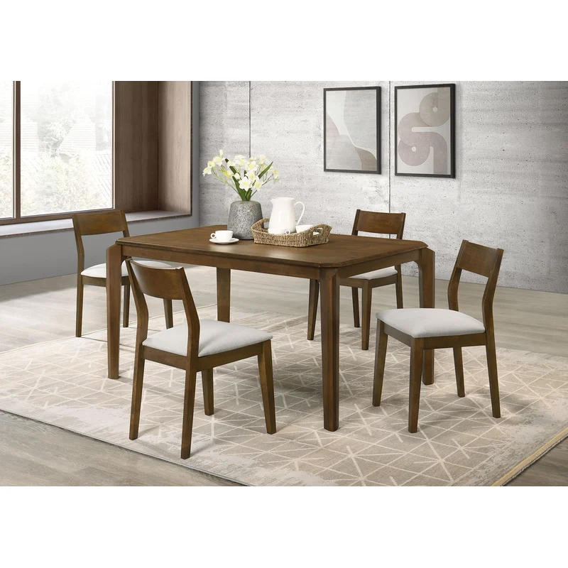 Almonte 5-piece 59-inch Rectangular Dining Set Dark Brown BEIGE