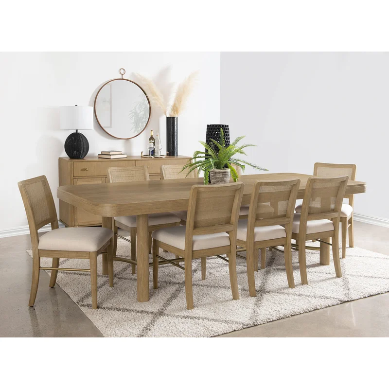 Arini 9-piece Extension Leaf Dining Table Set Sand Wash CREAM