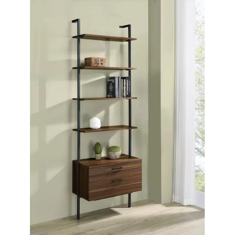 Owens 96-inch 4-shelf Storage Wall Bookshelf Walnut Bookcase