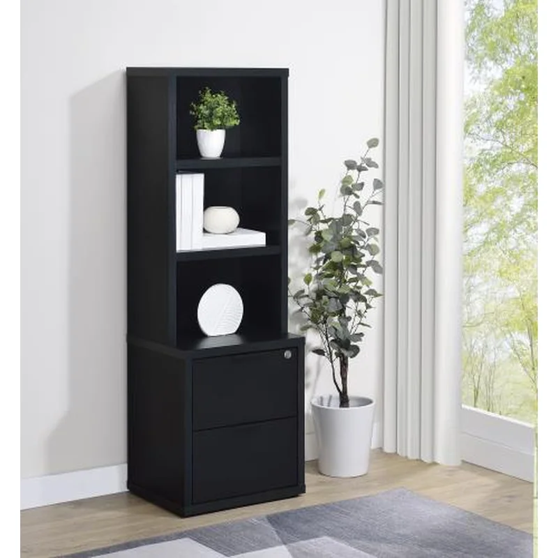 Westpark 3-shelf Bookcase USB and Lockable Drawer Black Bookcase