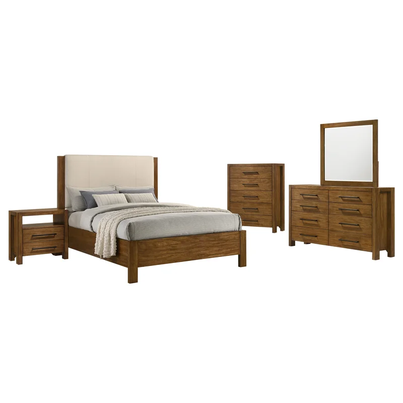 Adderley 5-piece Eastern King Bedroom Set Warm Brown CREAM