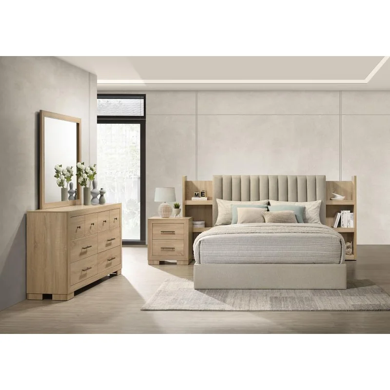 Arielle 4-piece Eastern King Bedroom Set Light Oak LIGHT TAN