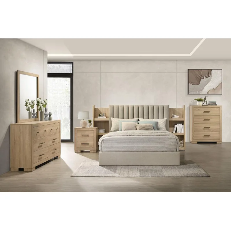 Arielle 5-piece Eastern King Bedroom Set Light Oak LIGHT TAN