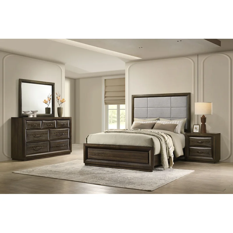 Atlas 4-piece Eastern King Bedroom Set Dark Oak LIGHT GREY