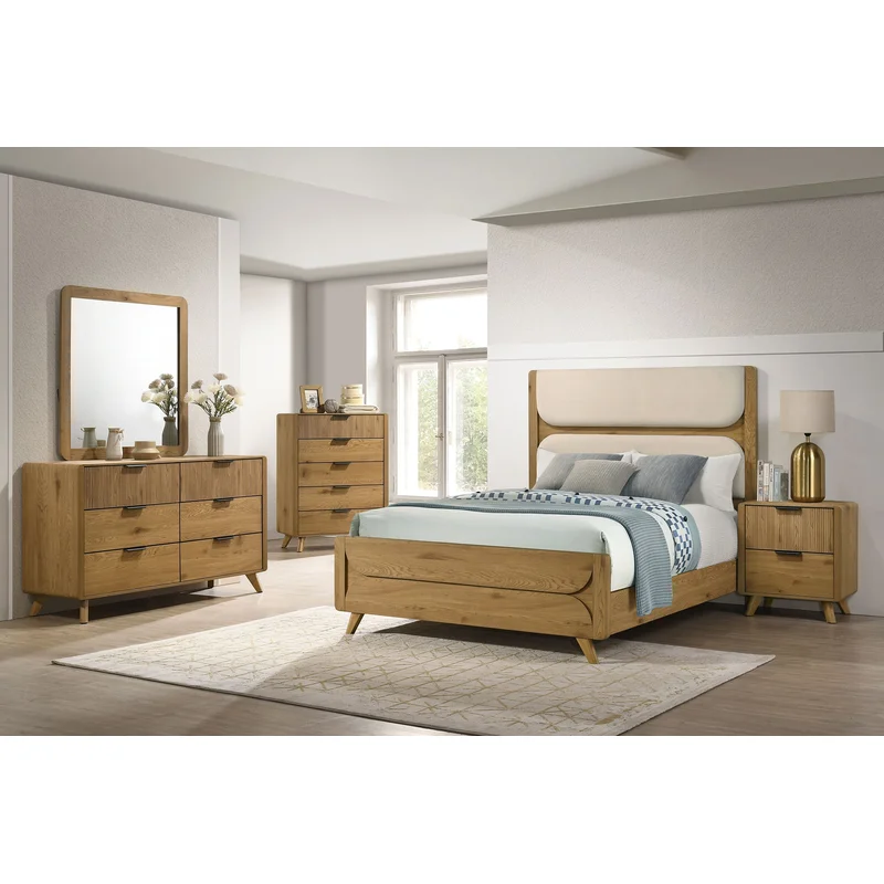 Bennett 5-piece Eastern King Bedroom Set Light Oak CREAM
