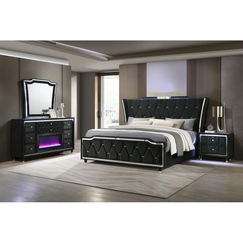Lorient 4-piece Eastern King Bedroom Set Black