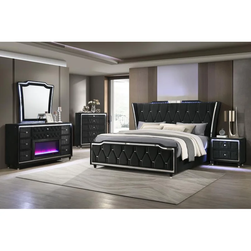 Lorient 5-piece Eastern King Bedroom Set Black