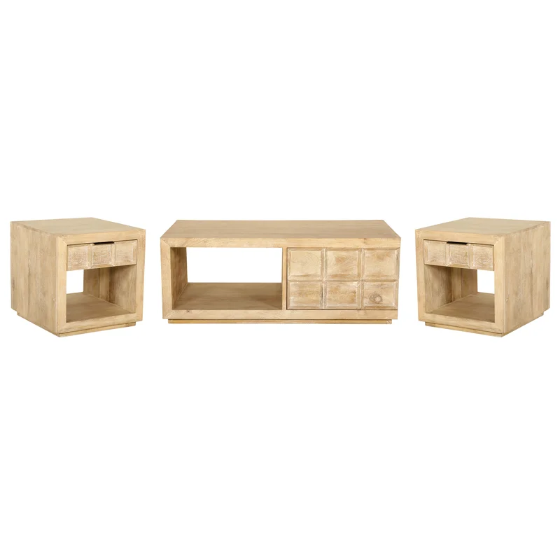 Parker House Laguna Rectangular Storage Cocktail Table with 2 End Tables