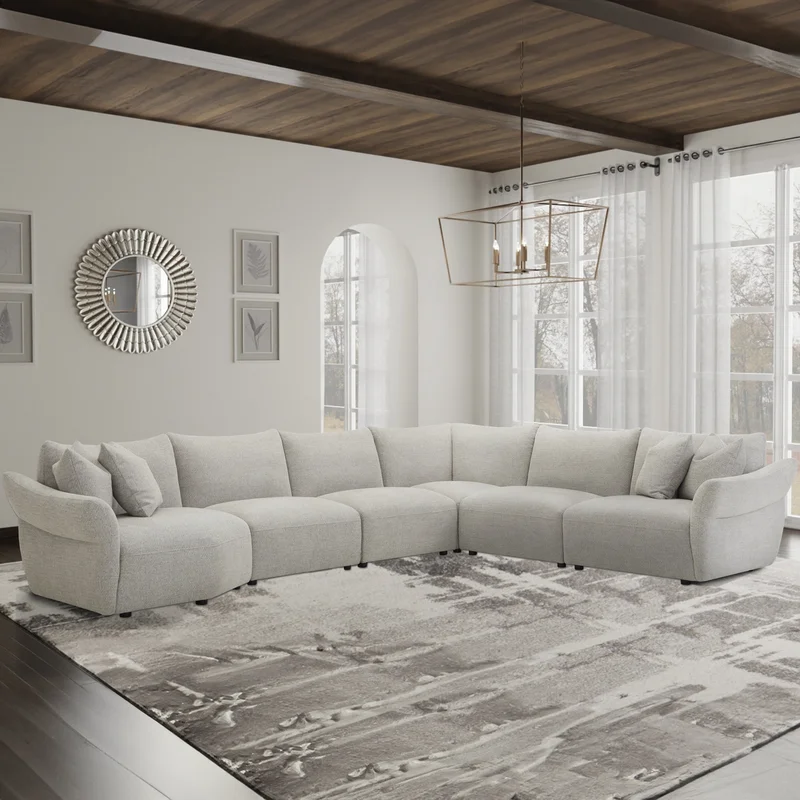 Parker Living Playful - Canes Cobblestone 6 Piece Modular Sectional