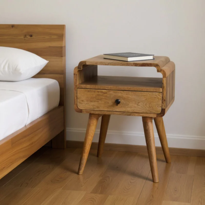 22 Light Brown Solid Wood One Drawer Nightstand