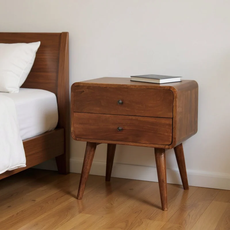 24 Chestnut Solid Wood Two Drawer Nightstand