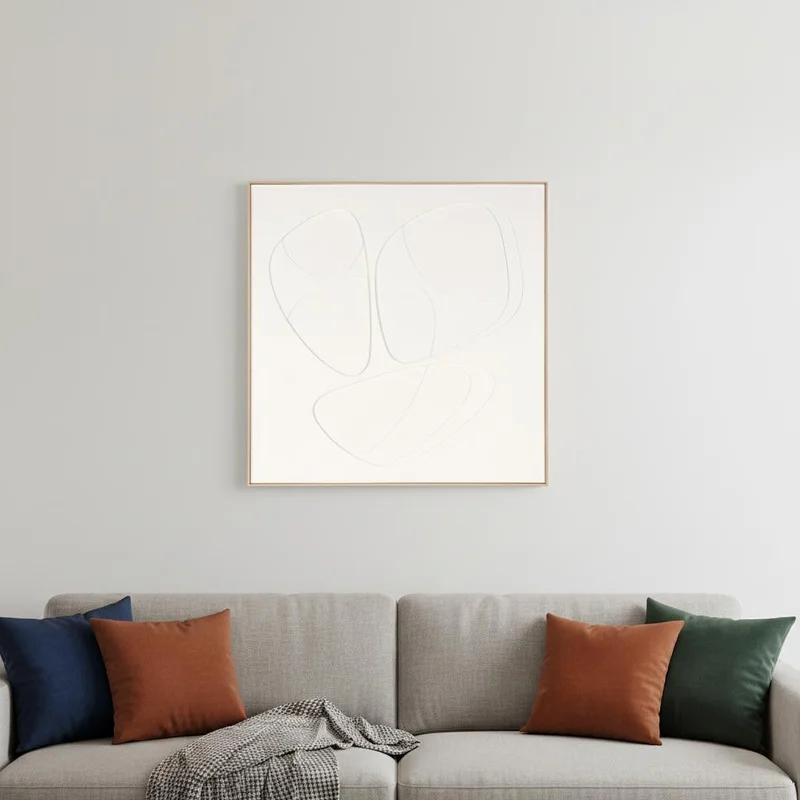 White Curvy Geo Trio Brown Shadowbox Wall Art