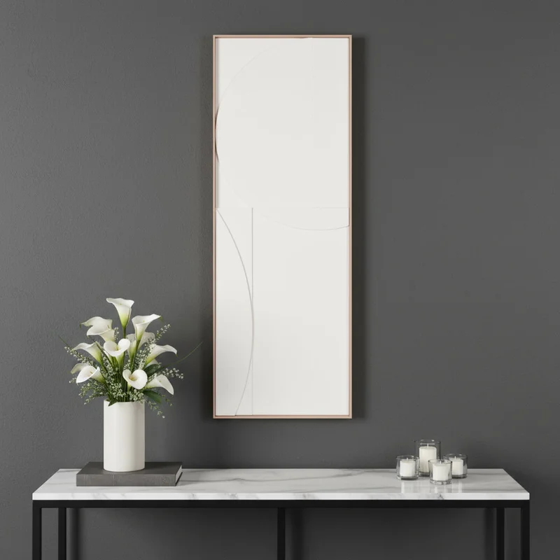 White Minimalist Geo Brown Shadowbox Wall Art
