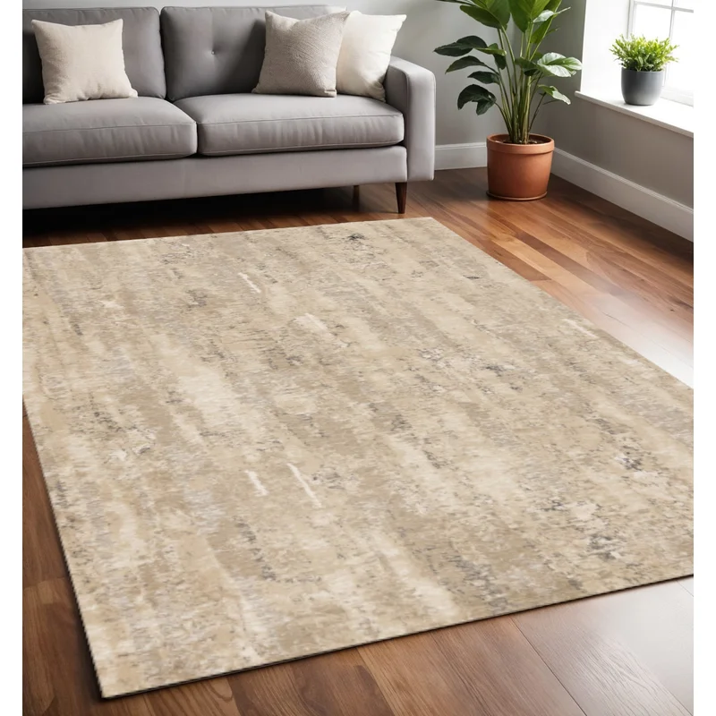 5 X 8 Beige And Black Area Rug