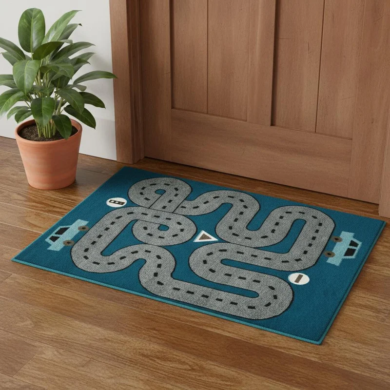 2 X 3 Navy Blue Transportation Youthful Washable Area Rug