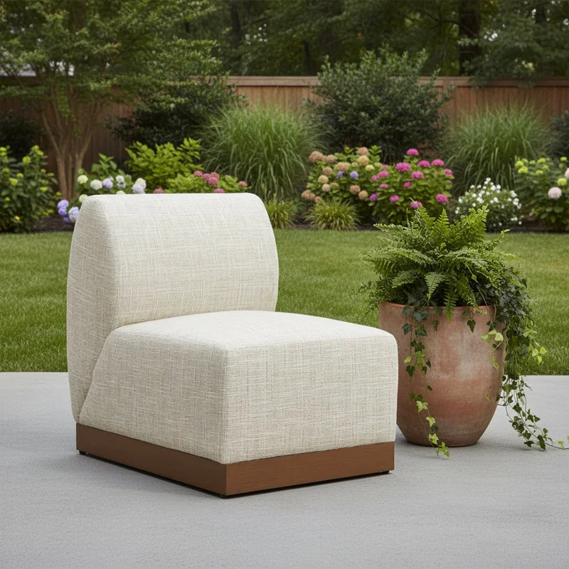 24 Beige Aluminum Outdoor Accent Chair