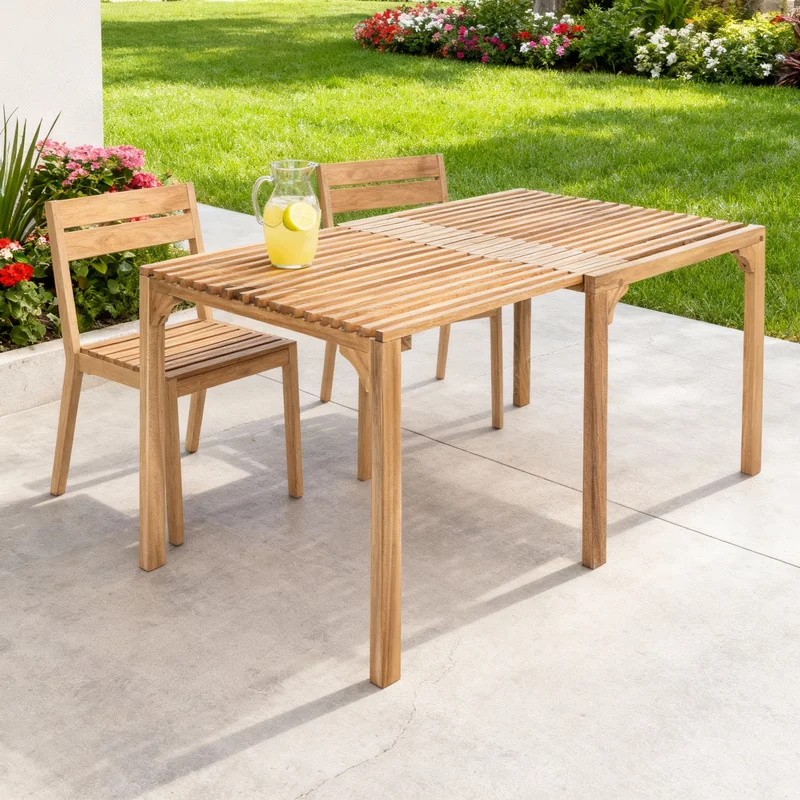 60 Natural Solid Wood Extendable Outdoor Dining Table