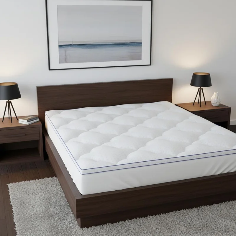 2 White Cotton Full Double Mattress Topper